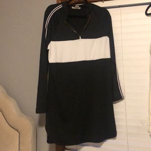 Black stretchy athletic half zip dress